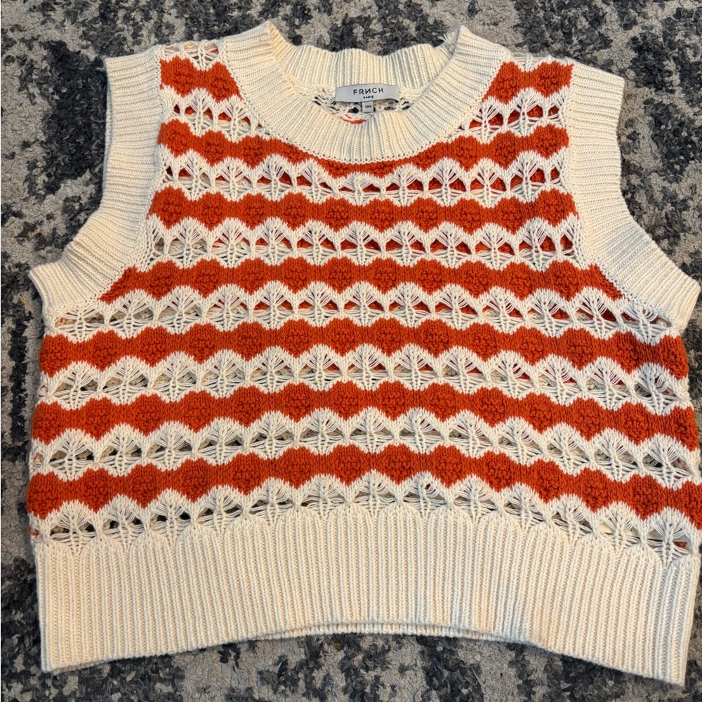 Women's Orange and Cream Sweater Vest